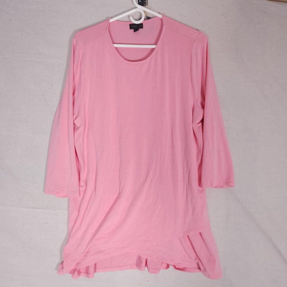 J.Jill Wearever Womens L Pink Tunic Top Layered Hem 3/4 Sleeve Travel Minimalist